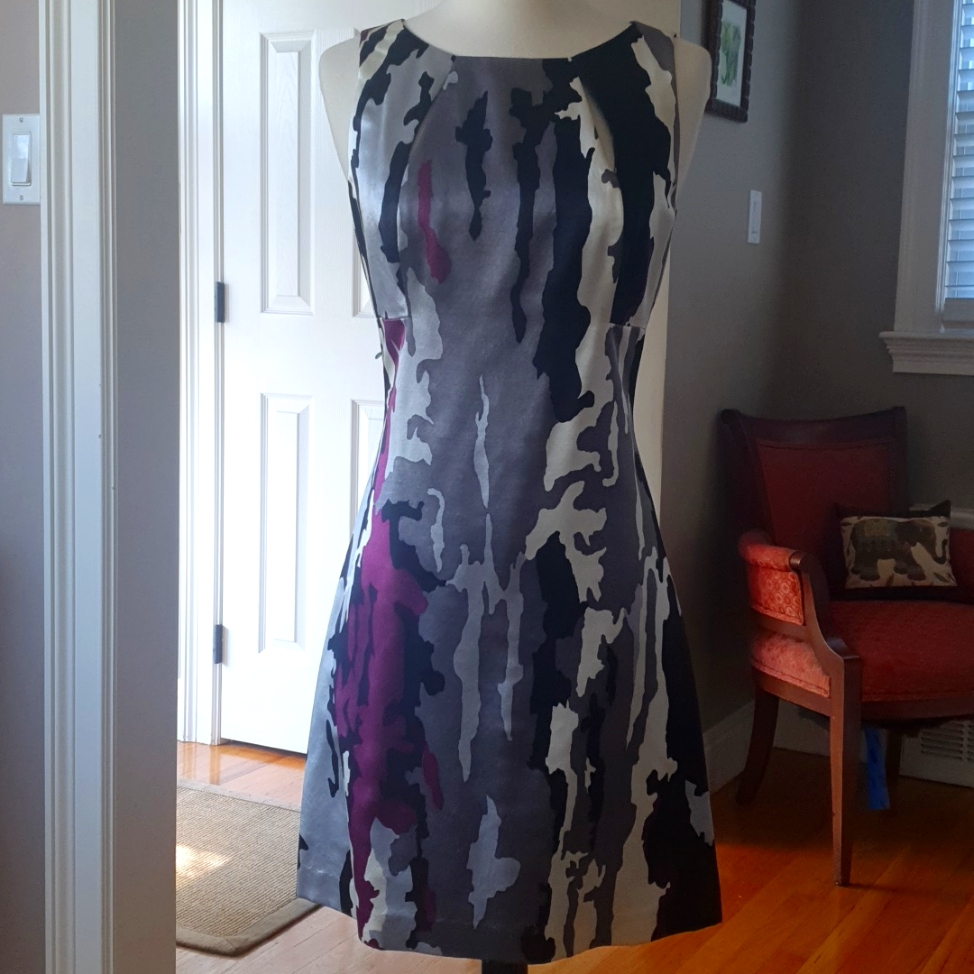 Trina Turk Nwot Women’s Black Gray Ivory Wine Silk & Wool Dress 0
